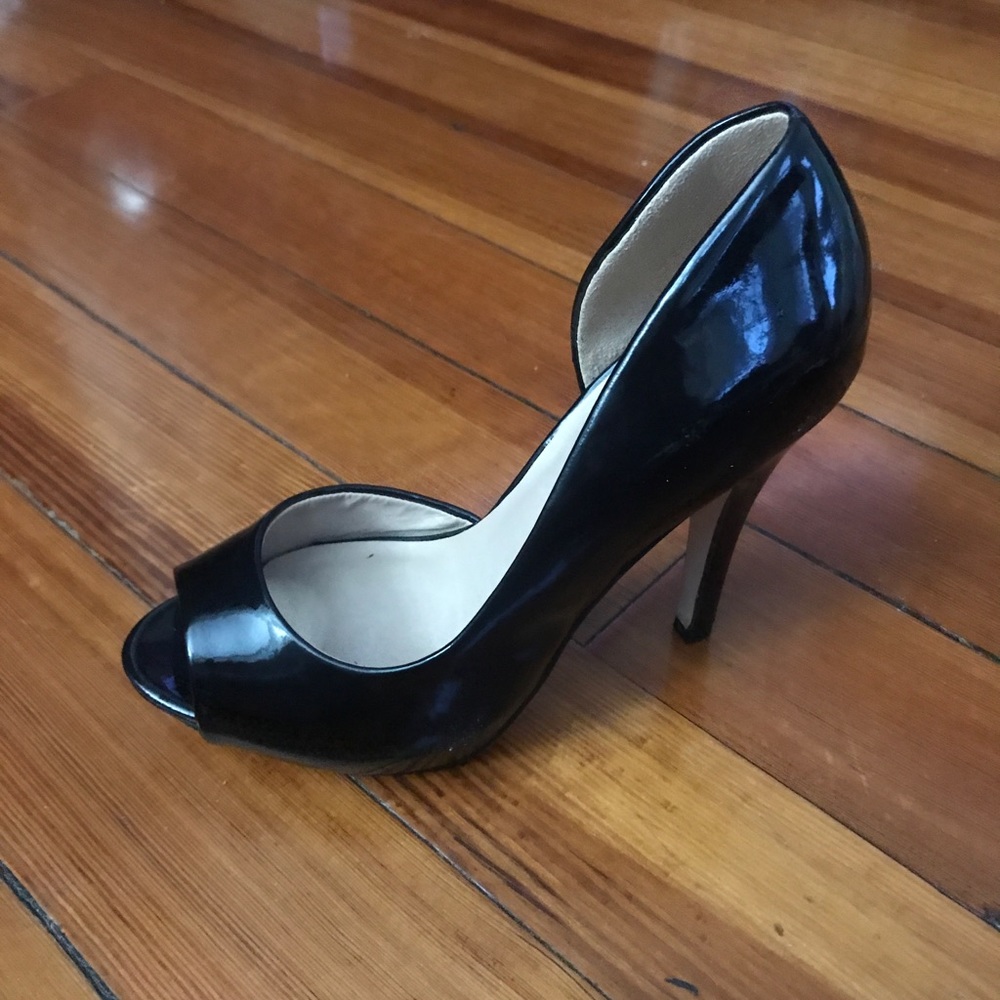 Black patten leather heels